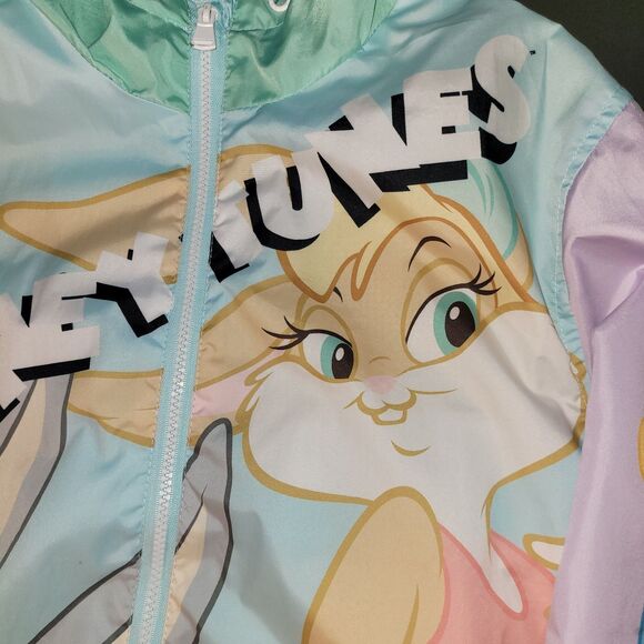 Members Only Looney Tunes Windbreaker Jacket Hoodie Medium Zip VGC - Picture 2 of 13